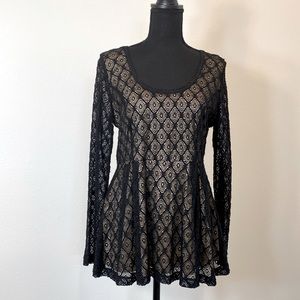 Catherine Malandrino Black Lace Top Size Medium